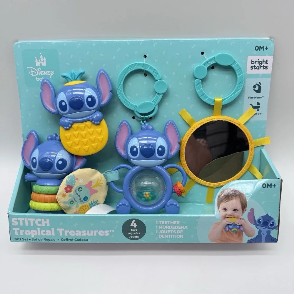 Bright Starts Disney Baby Stitch Tropical Treasures Teether Toy 4pc Set 0m+